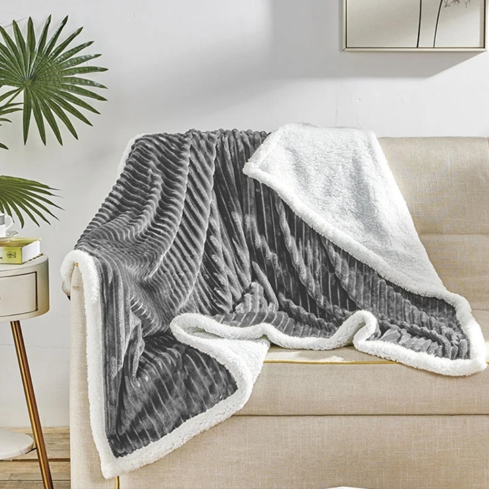 Noble House Corduroy Reversible Sherpa Throw
